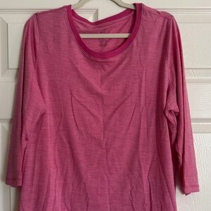 WOOLX Jenny 3 / 4 Sleeve Crew Neck Size X-Large, Pomegranate Stripe